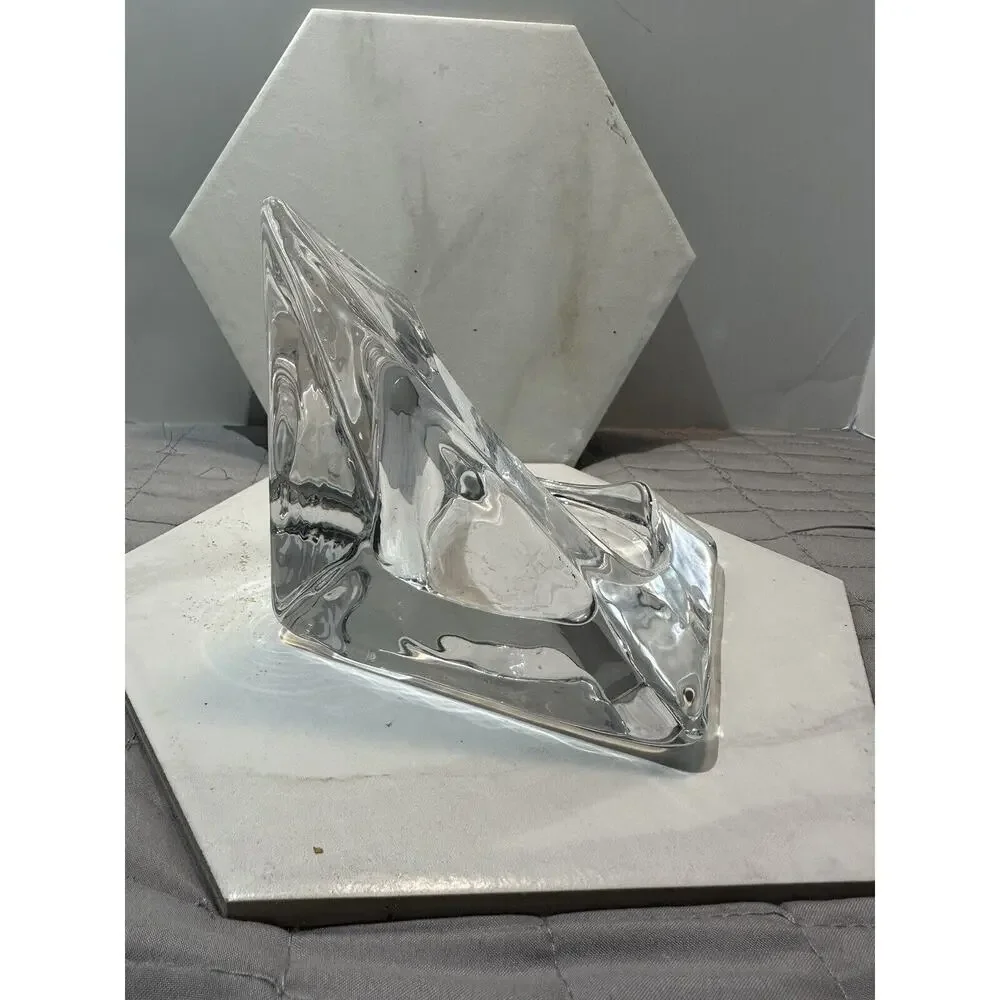 VTG MCM  Ice Crystal Munro Glass Pyramid LG Pillar Candle Holder Art